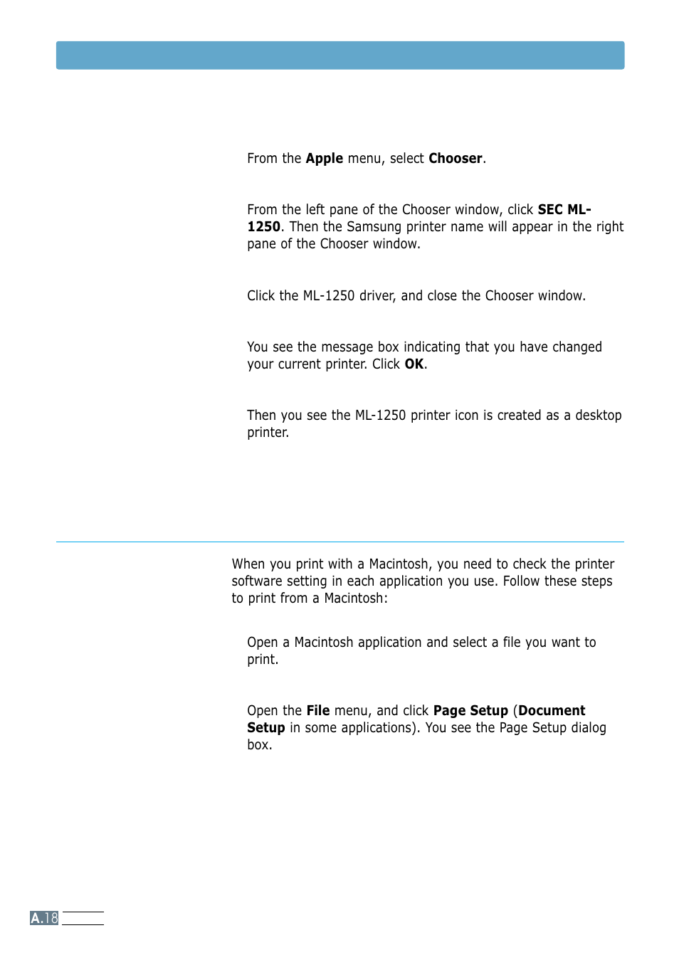 Printing from a macintosh, Choosing pcl driver | Samsung ML-1250 User Manual | Page 117 / 136