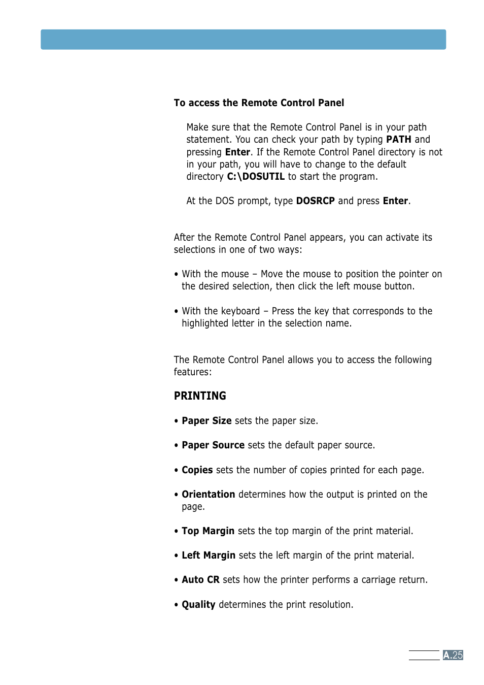 Printing from dos applications | Samsung ML-1250 User Manual | Page 124 / 136