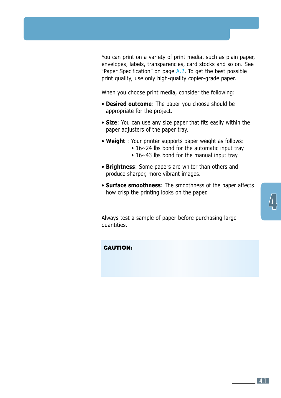 Choosing paper and other media | Samsung ML-1250 User Manual | Page 35 / 136