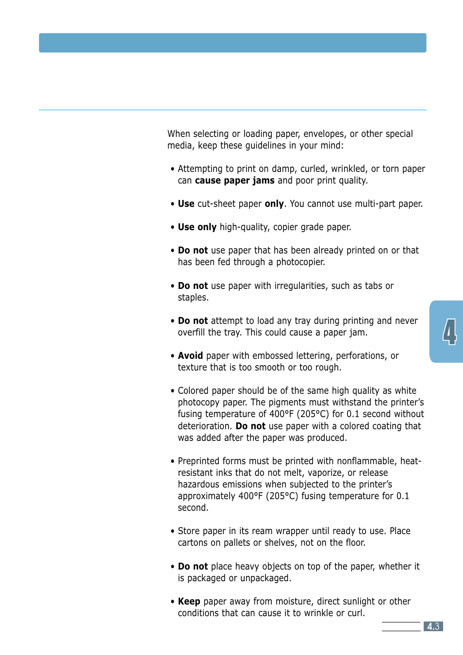 Paper guidelines, Choosing paper and other media | Samsung ML-1250 User Manual | Page 37 / 136