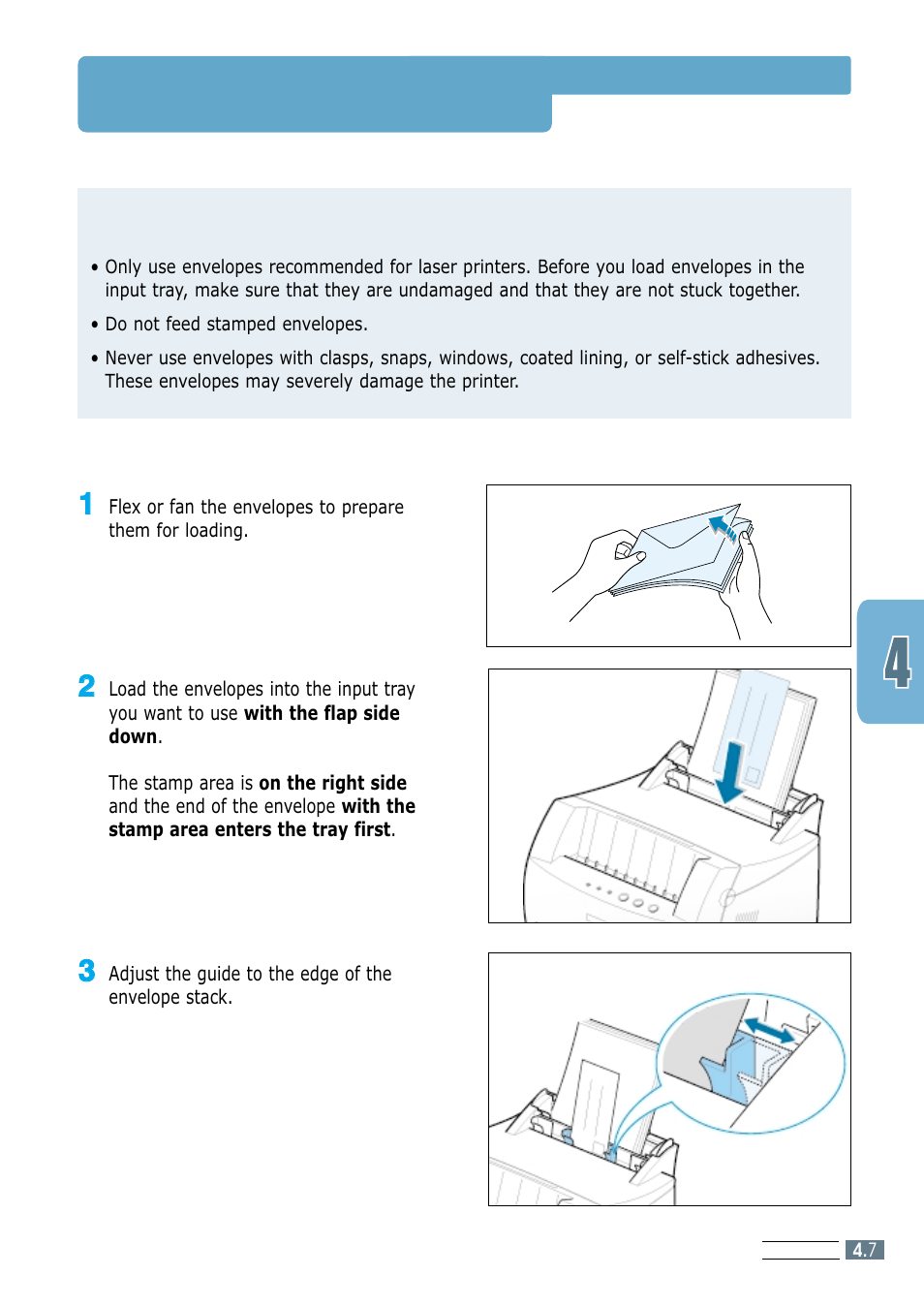 Printing on envelopes, Guidelines | Samsung ML-1250 User Manual | Page 41 / 136