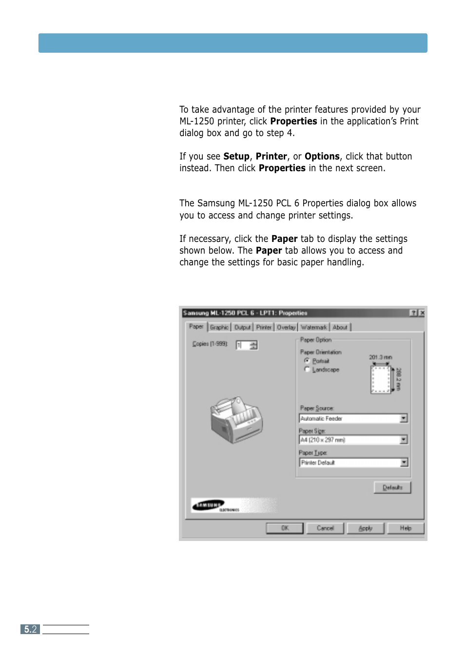 Printing a document 3 | Samsung ML-1250 User Manual | Page 50 / 136