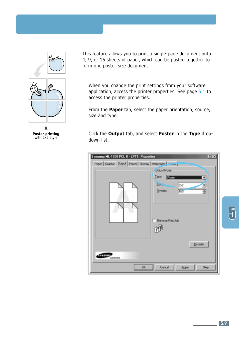 Printing posters | Samsung ML-1250 User Manual | Page 57 / 136