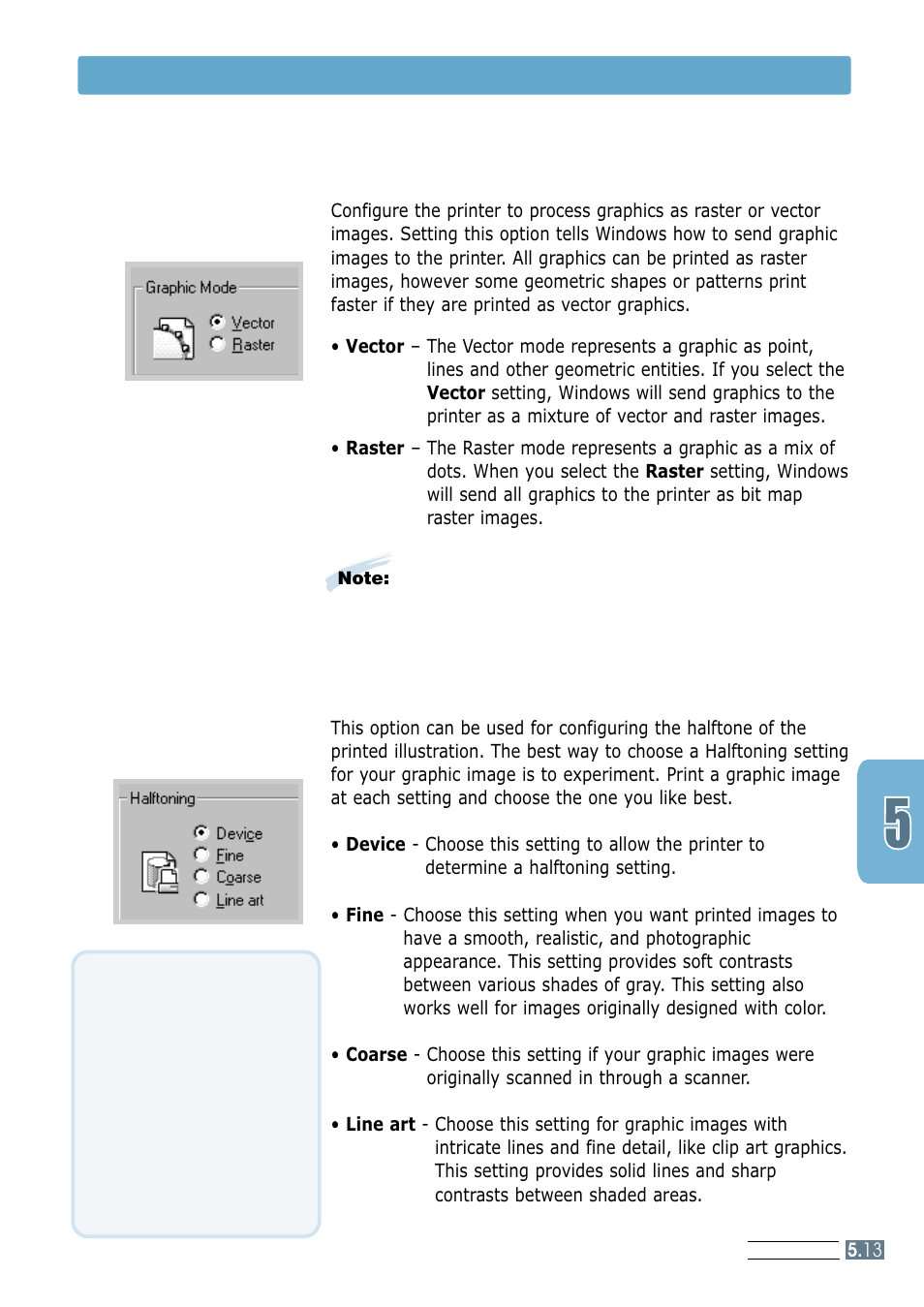 Graphic mode, Halftoning, Setting graphic properties | Samsung ML-1250 User Manual | Page 61 / 136