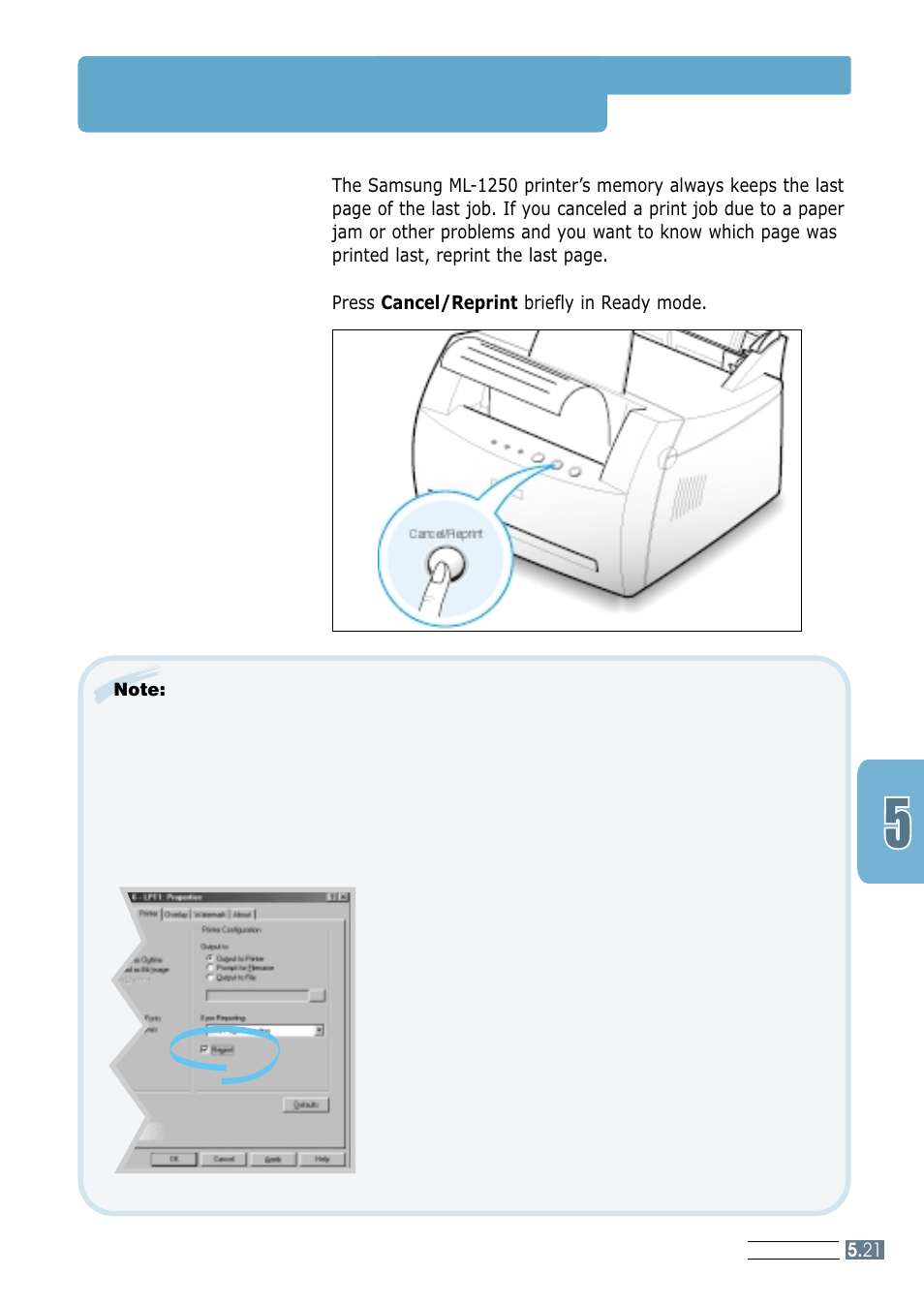 Reprinting the last page | Samsung ML-1250 User Manual | Page 69 / 136