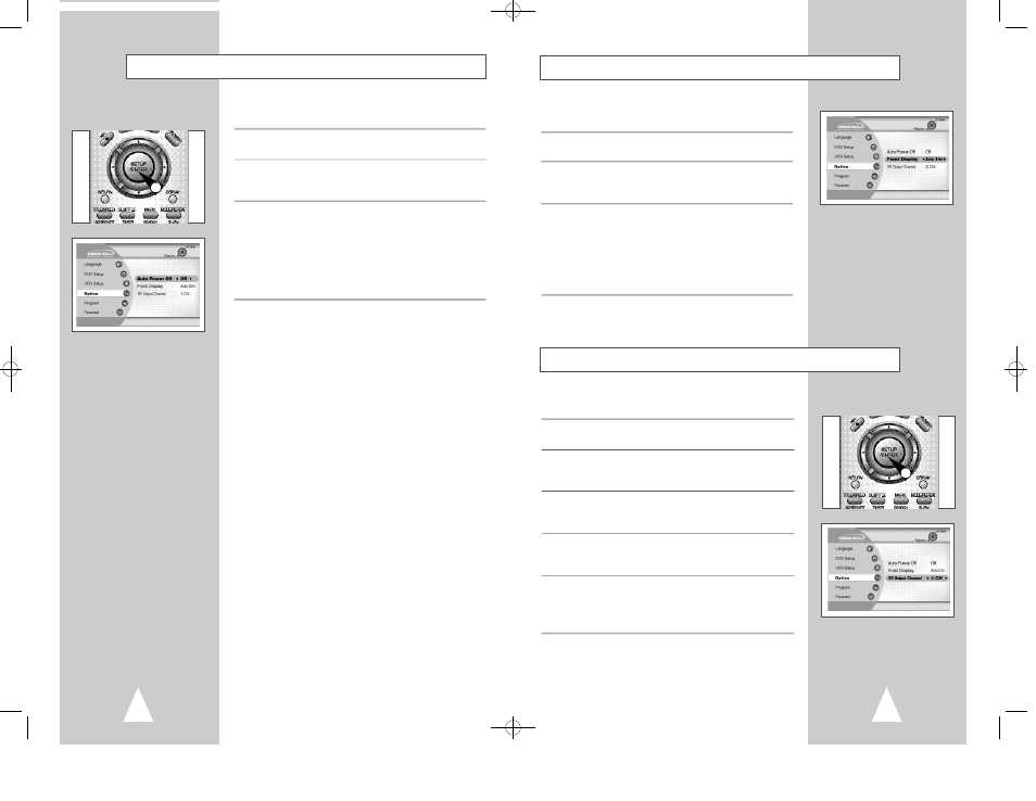 Rf output channel, Auto power off, Front panel dimmer | Samsung DVD-V2500 User Manual | Page 12 / 34
