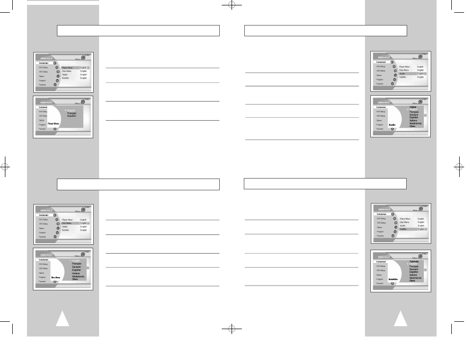 Subtitle language, Disc menu language, Audio language | Player menu language | Samsung DVD-V2500 User Manual | Page 13 / 34