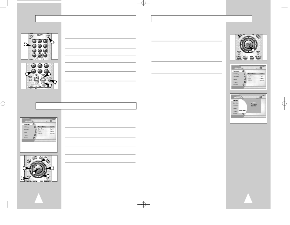 Menu language, Basic tv tuner operations, On-screen menu navigation | Samsung DVD-V2500 User Manual | Page 9 / 34