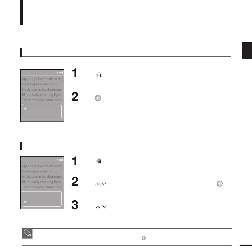 Using text menu | Samsung YP-K3 User Manual | Page 43 / 58