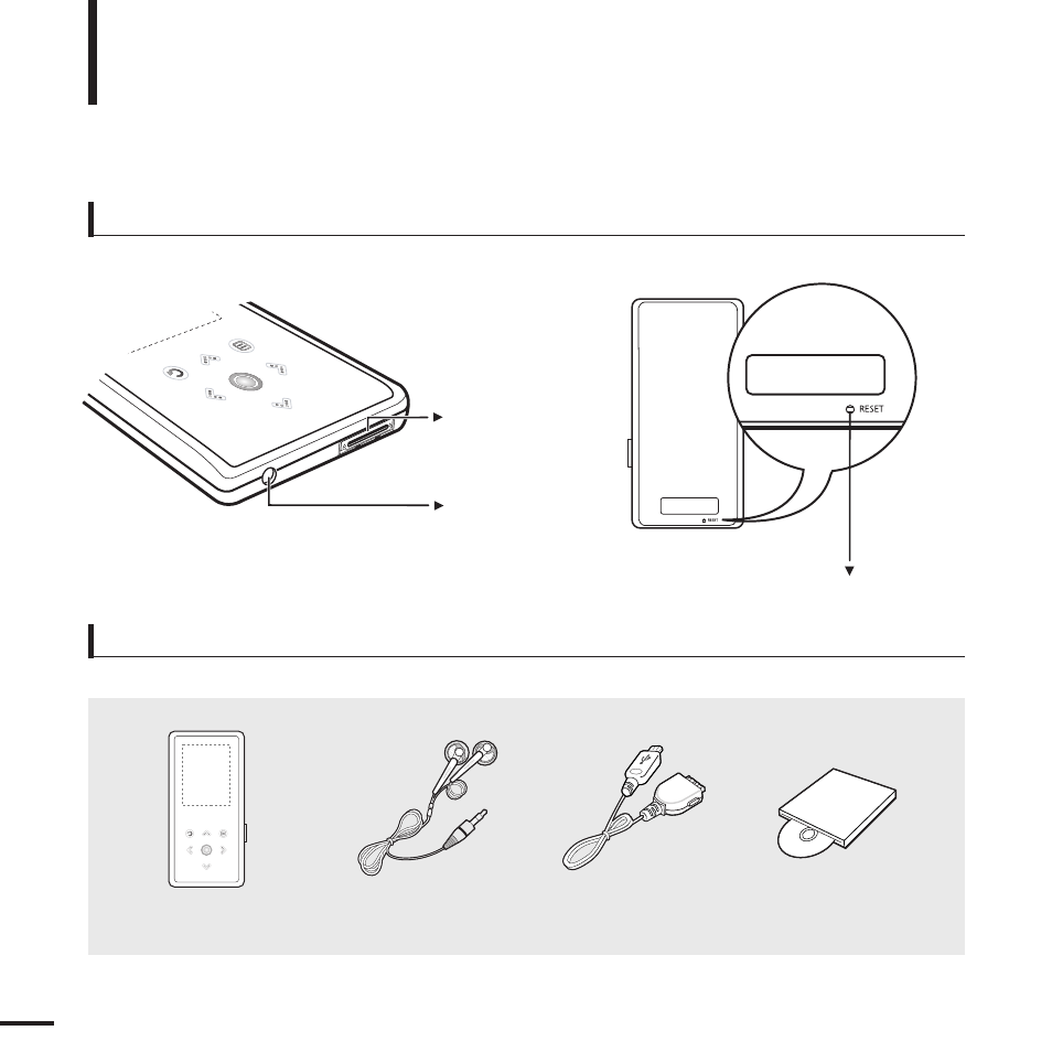 Components, Continued), Bottom/rear | Checking the accessories | Samsung YP-K3 User Manual | Page 8 / 58