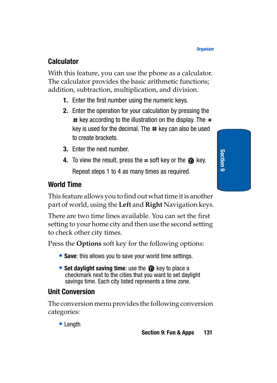 Calculator, World time, Unit conversion | Samsung SGH-t309 User Manual | Page 135 / 198