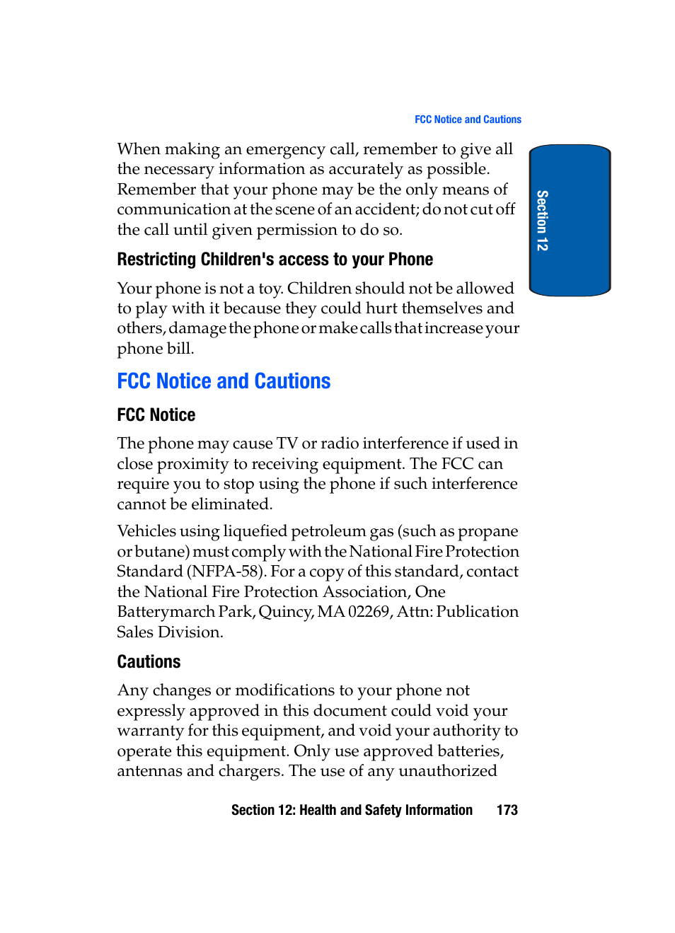 Restricting children's access to your phone, Fcc notice and cautions, Fcc notice | Cautions | Samsung SGH-t309 User Manual | Page 177 / 198