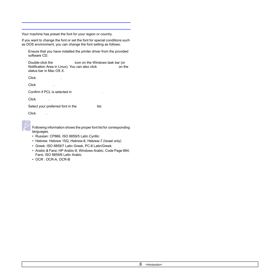 Changing the font setting | Samsung ML-2850 User Manual | Page 15 / 87