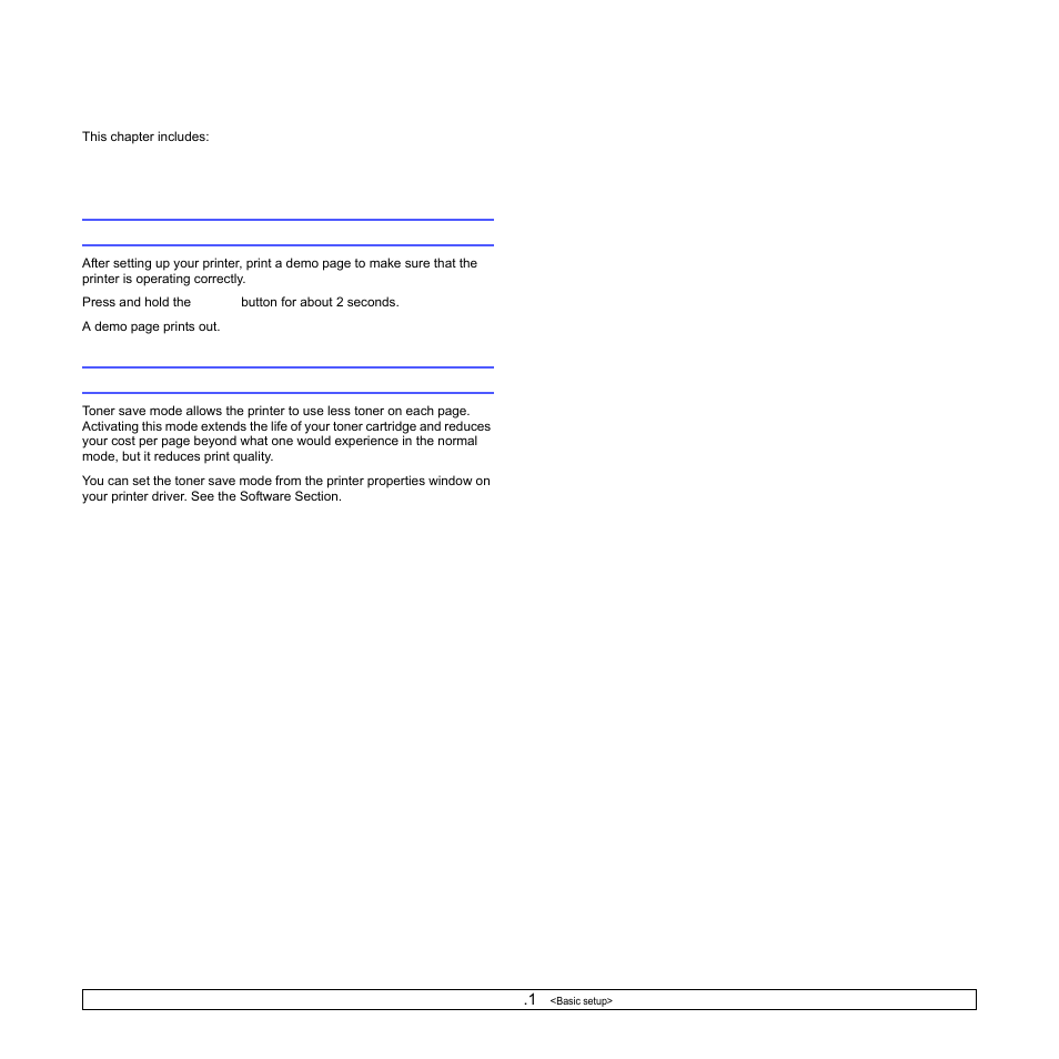 Basic setup, Using toner save mode | Samsung ML-2850 User Manual | Page 16 / 87