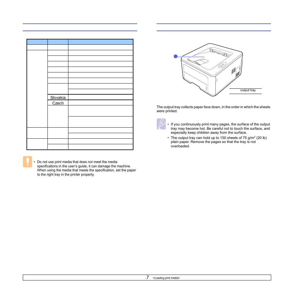 Printing with a prescribed paper size, Knowing an output location | Samsung ML-2850 User Manual | Page 25 / 87