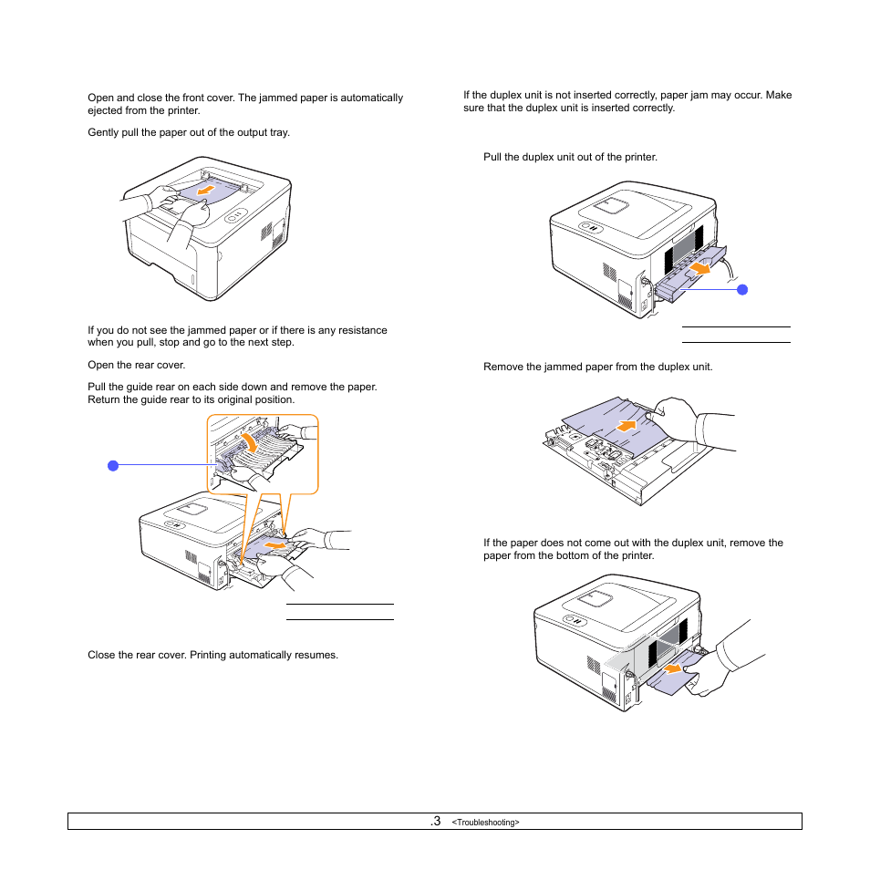 In the paper exit area, In the duplex unit area, In the du | Samsung ML-2850 User Manual | Page 35 / 87