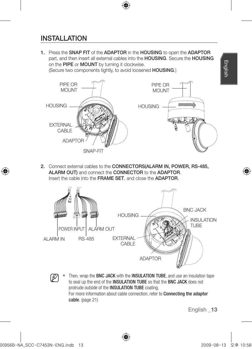 Installation | Samsung SCC-C7453N User Manual | Page 13 / 54