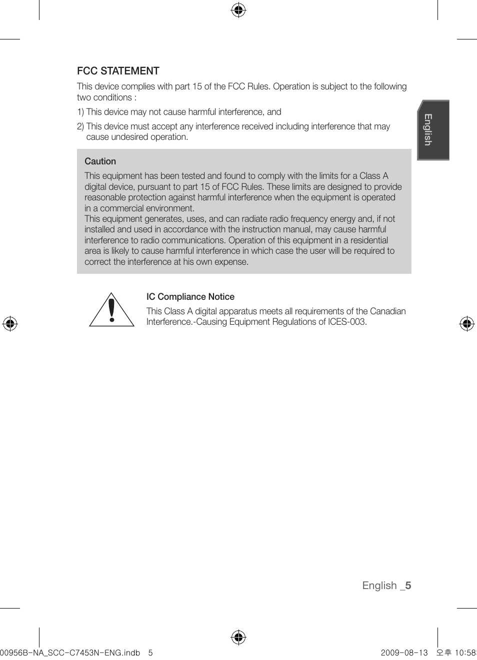 Samsung SCC-C7453N User Manual | Page 5 / 54