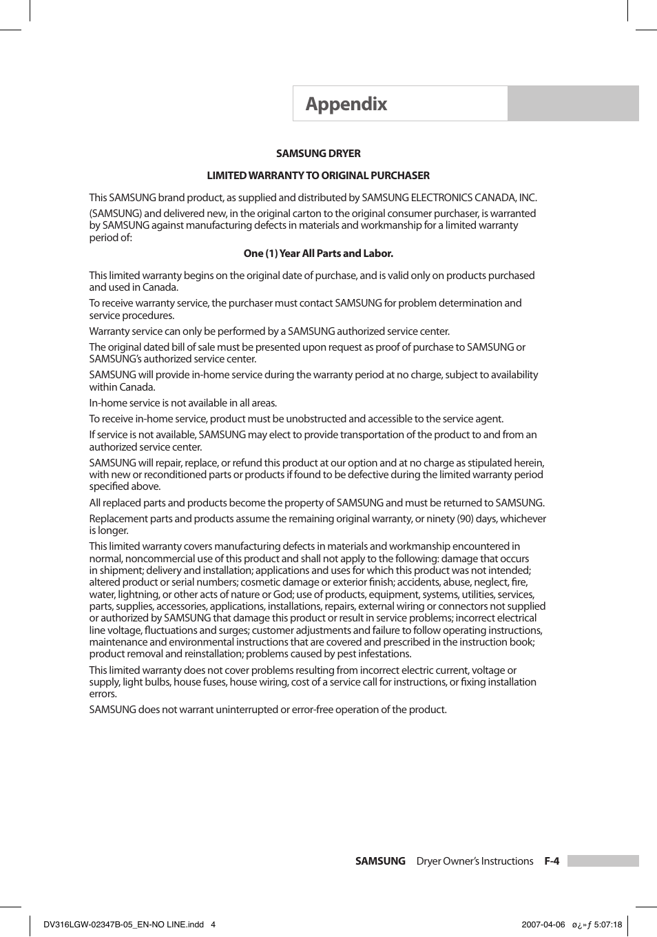 Appendix | Samsung DC68-02347B-05 User Manual | Page 27 / 30