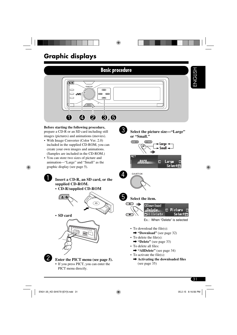 Graphic displays, Basic procedure | JVC KD-SHX751 User Manual | Page 31 / 171