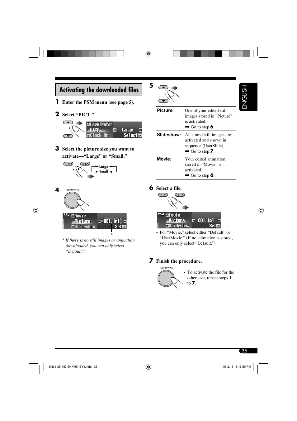 Activating the downloaded files, English | JVC KD-SHX751 User Manual | Page 35 / 171