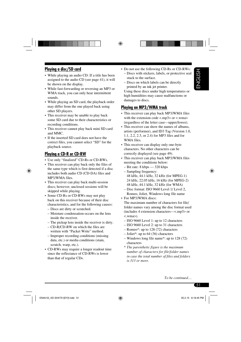 English | JVC KD-SHX751 User Manual | Page 51 / 171