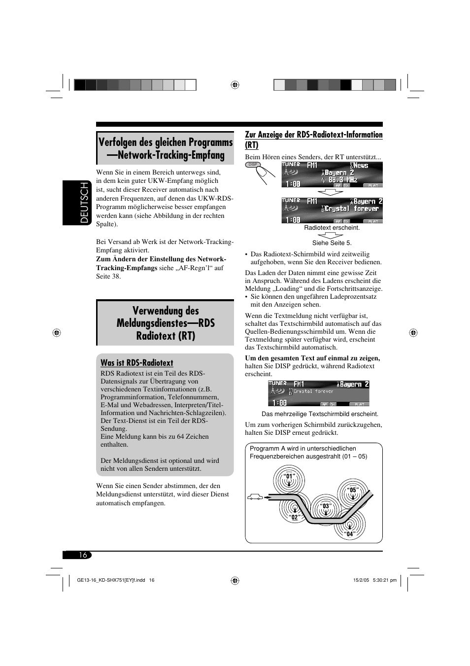 Verwendung des meldungsdienstes—rds radiotext (rt), Deutsch | JVC KD-SHX751 User Manual | Page 72 / 171