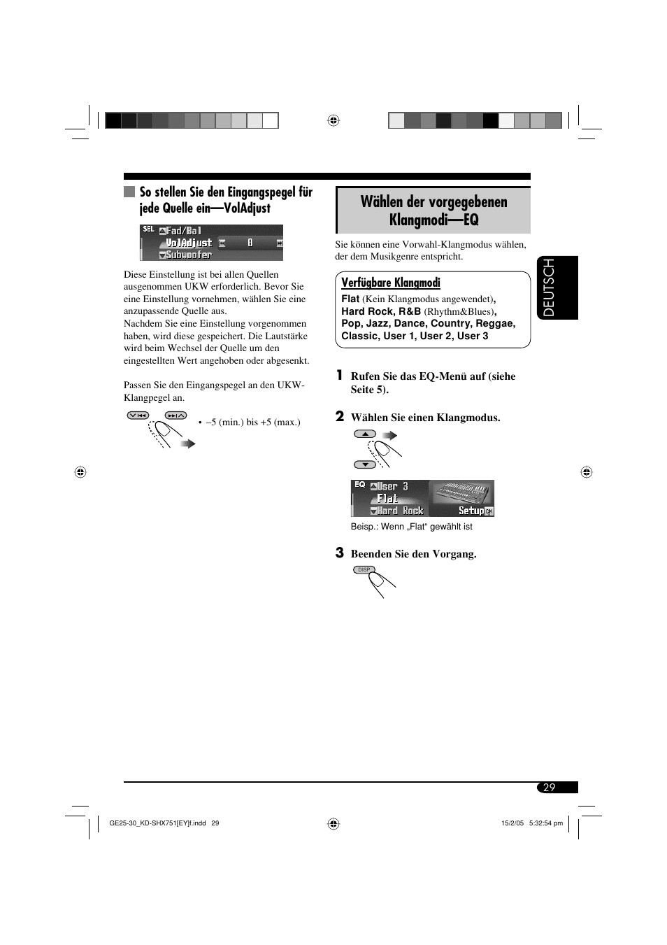 Wählen der vorgegebenen klangmodi—eq | JVC KD-SHX751 User Manual | Page 85 / 171