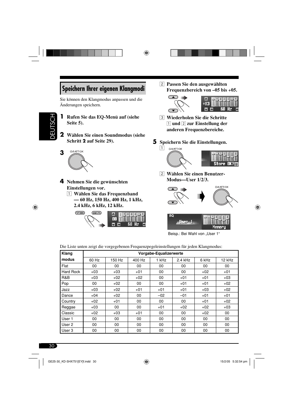 Speichern ihrer eigenen klangmodi, Deutsch | JVC KD-SHX751 User Manual | Page 86 / 171