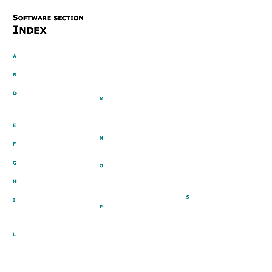 Software section index, Ndex, Oftware | Samsung CLP-600 User Manual | Page 113 / 115
