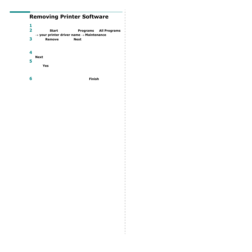 Removing printer software | Samsung CLP-600 User Manual | Page 86 / 115