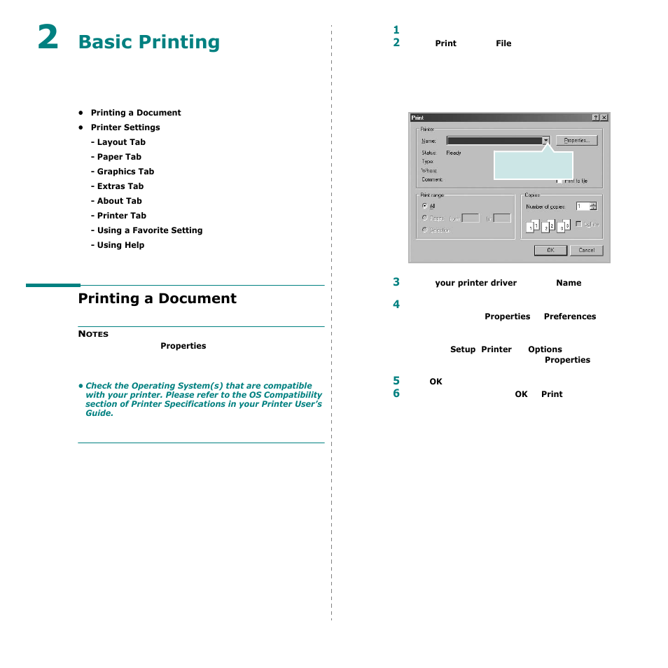 Basic printing, Printing a document, Chapter 2 | Samsung CLP-600 User Manual | Page 87 / 115