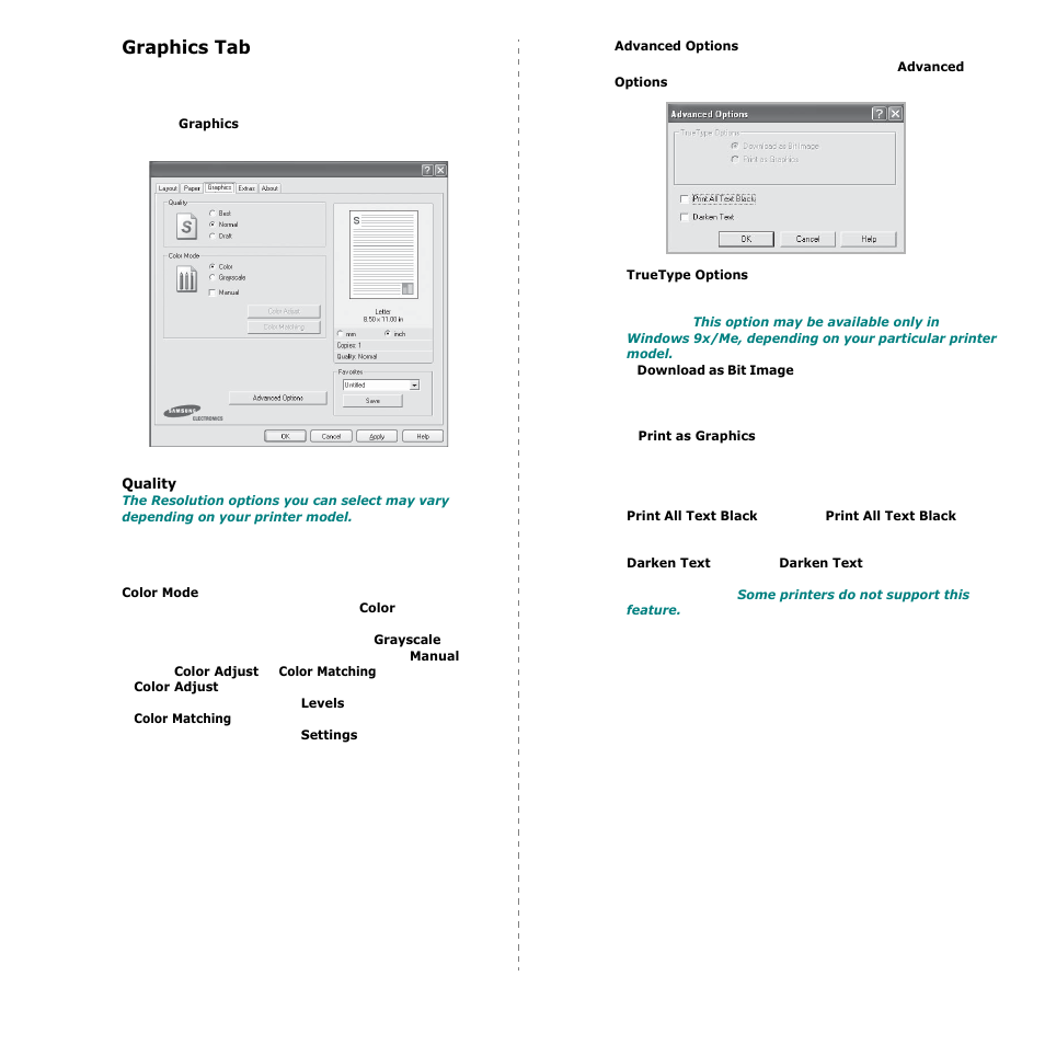 Graphics tab | Samsung CLP-600 User Manual | Page 90 / 115