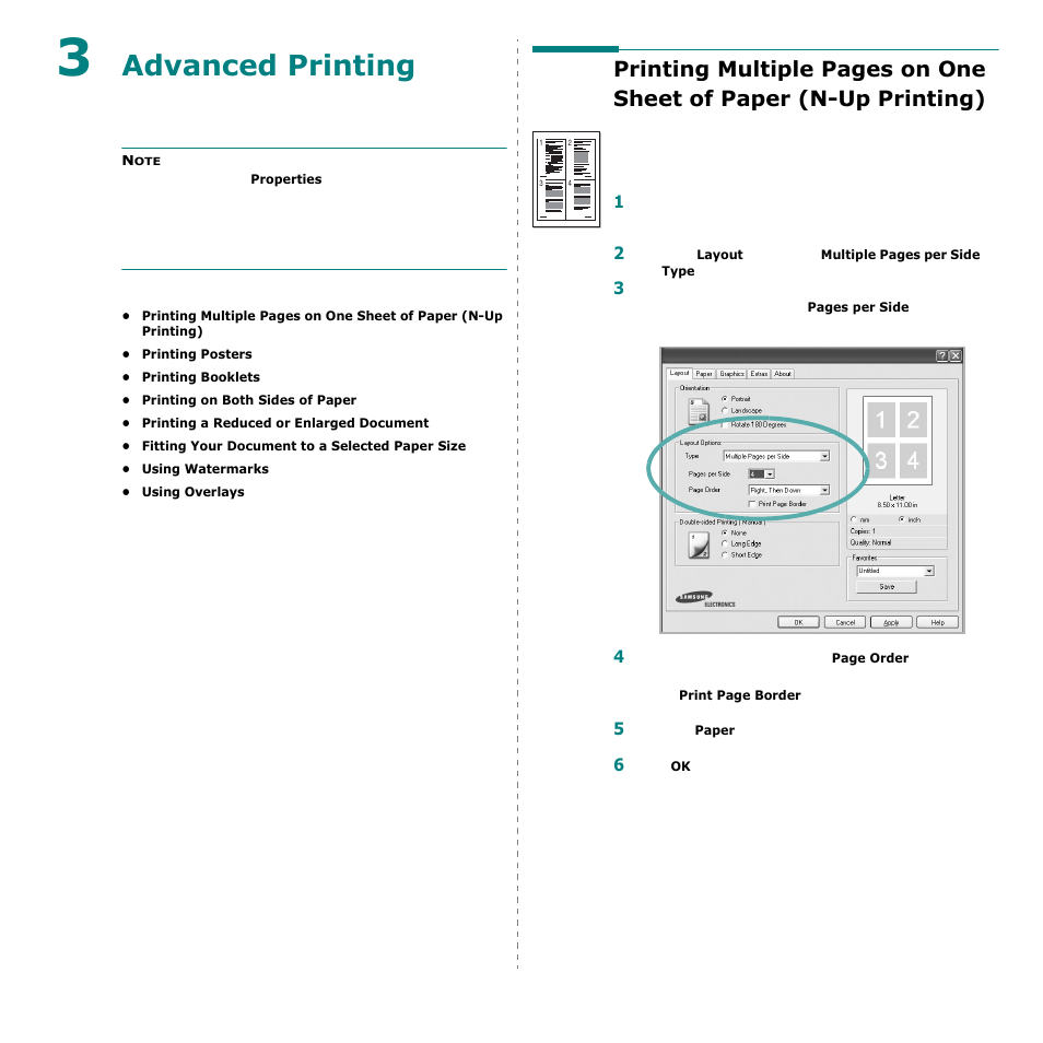 Advanced printing, Chapter 3 | Samsung CLP-600 User Manual | Page 93 / 115