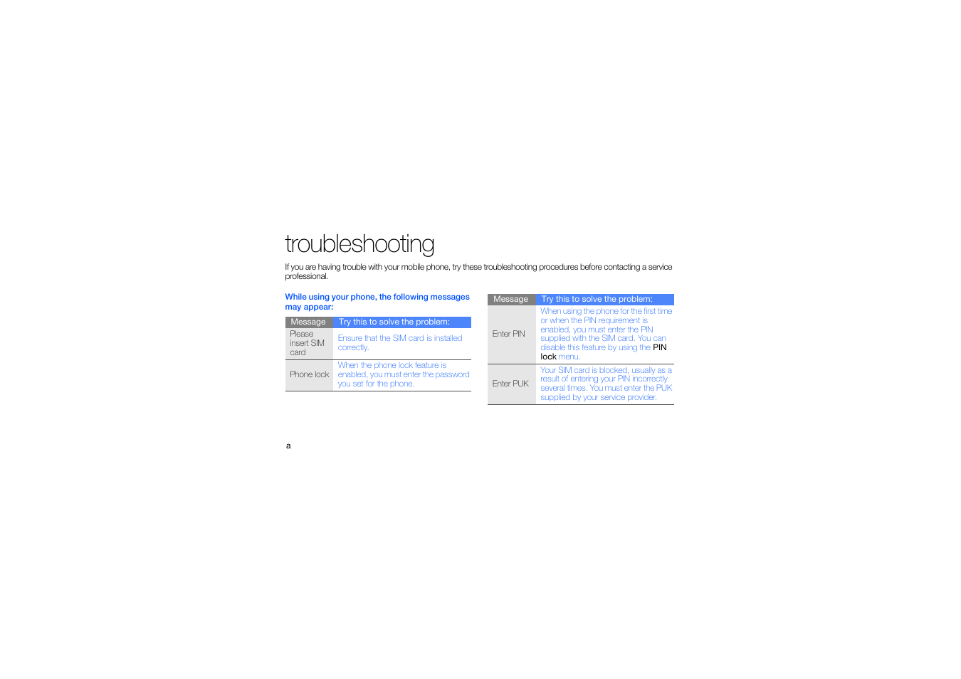 Troubleshooting | Samsung B2100 User Manual | Page 56 / 63