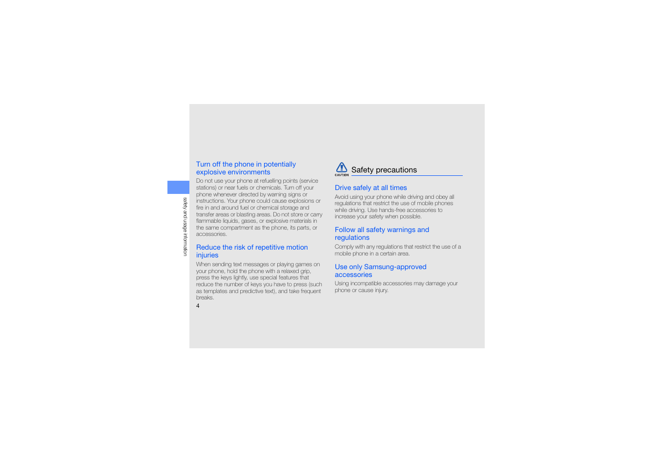 Safety precautions | Samsung B2100 User Manual | Page 8 / 63