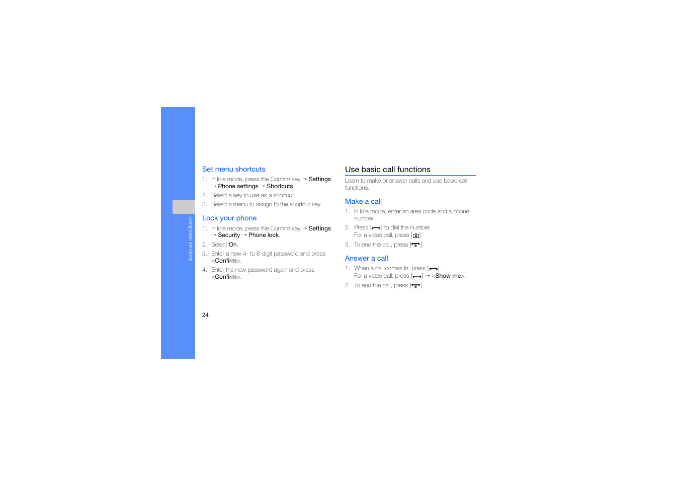Use basic call functions | Samsung B2700 User Manual | Page 28 / 63