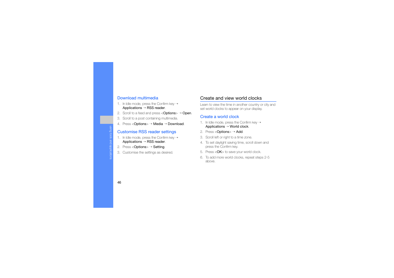 Create and view world clocks | Samsung B2700 User Manual | Page 50 / 63