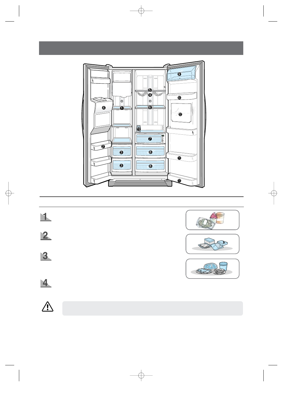 Food storage guide, Frozen food storage in freezer | Samsung DA99-00494B User Manual | Page 12 / 36