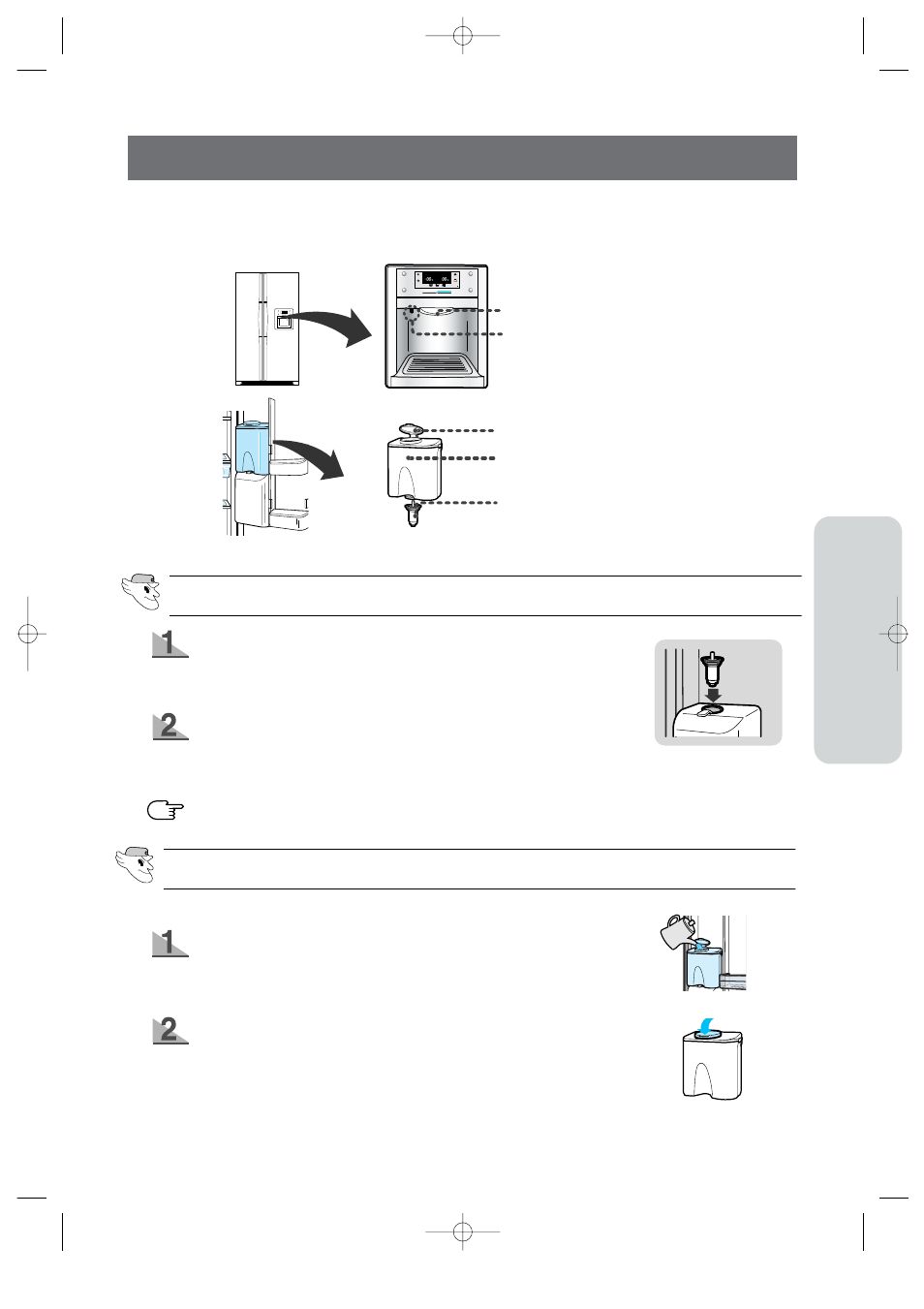 Using the water dispenser (option), Opera ting instructions | Samsung DA99-00494B User Manual | Page 9 / 36