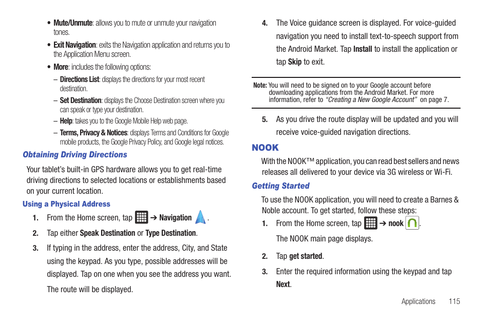Nook | Samsung GALAXY Tab SGH-I987 User Manual | Page 119 / 149