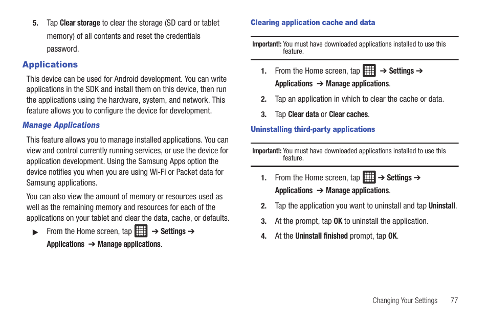 Applications | Samsung GALAXY Tab SGH-I987 User Manual | Page 81 / 149