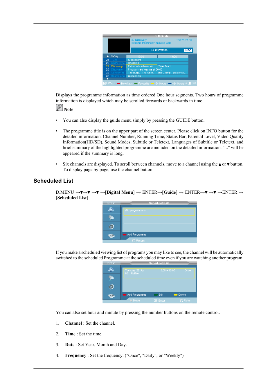 Scheduled list | Samsung SBB-NT User Manual | Page 11 / 23