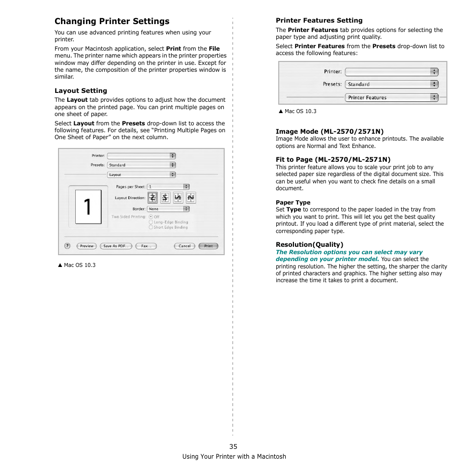 Changing printer settings | Samsung ML-2510 Series User Manual | Page 81 / 85