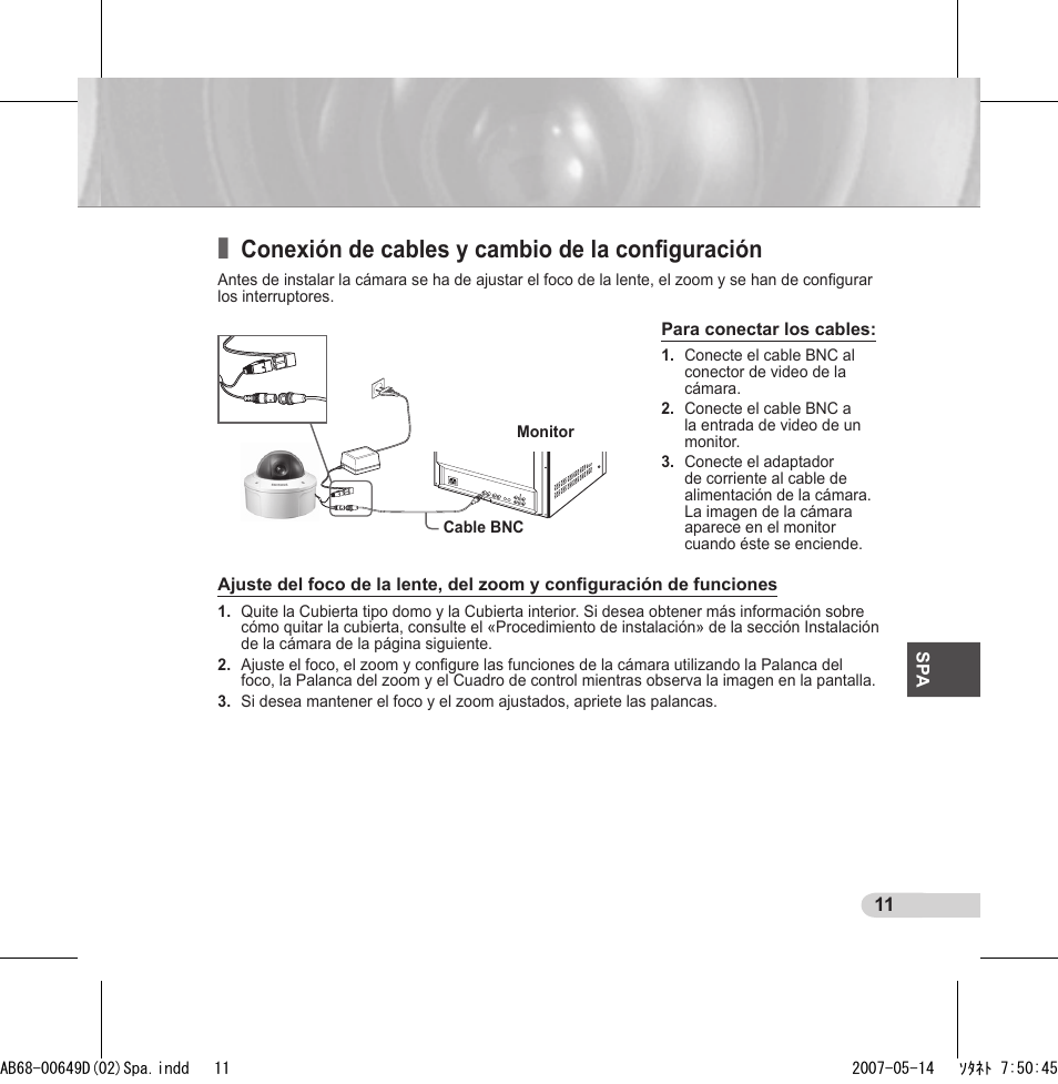 Conexión de cables y cambio de la conﬁguración | Samsung SCC-B539X User Manual | Page 77 / 131