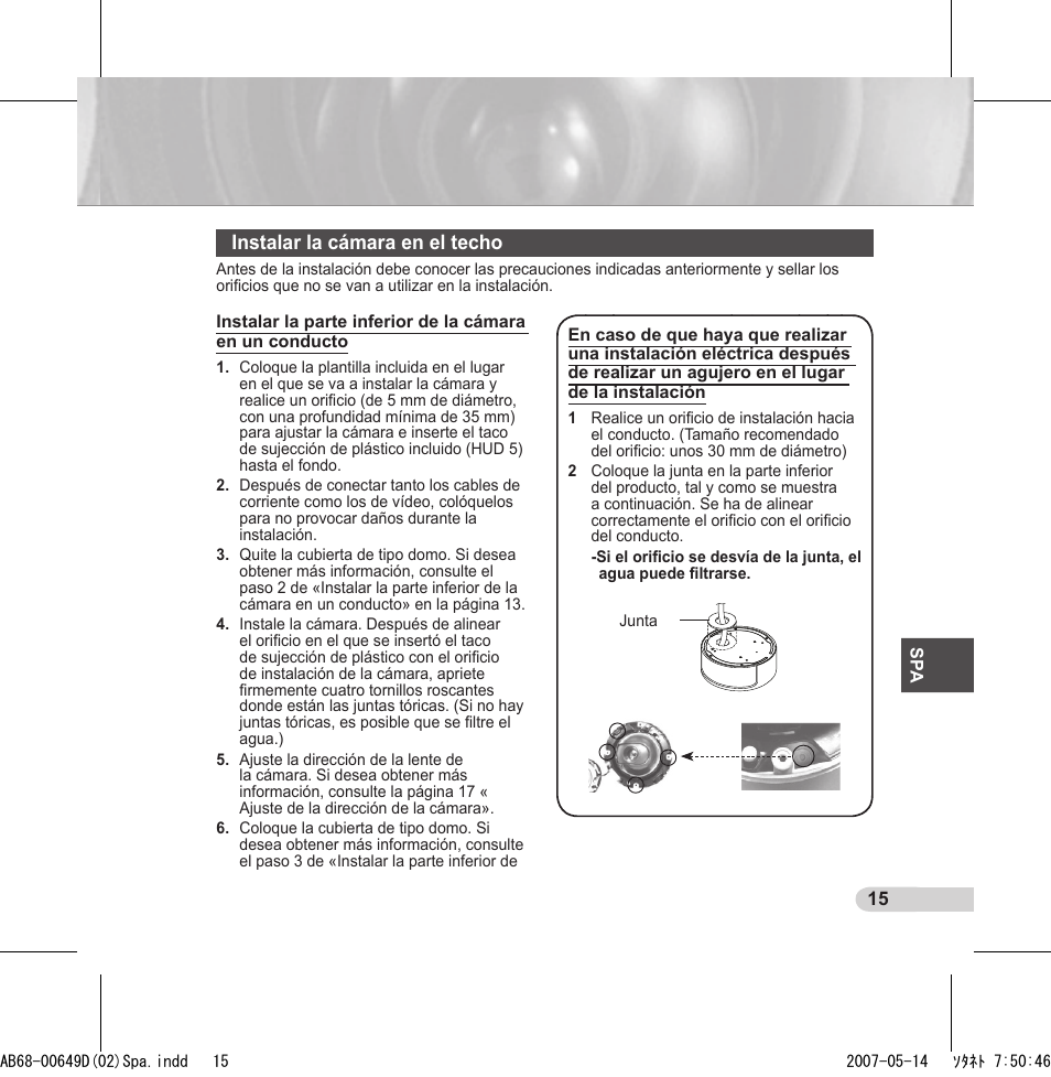 Instalar la cámara en el techo | Samsung SCC-B539X User Manual | Page 81 / 131