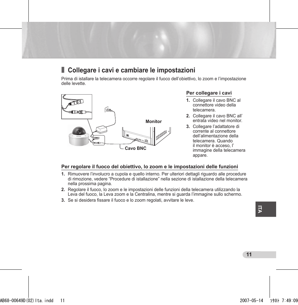 Collegare i cavi e cambiare le impostazioni | Samsung SCC-B539X User Manual | Page 99 / 131