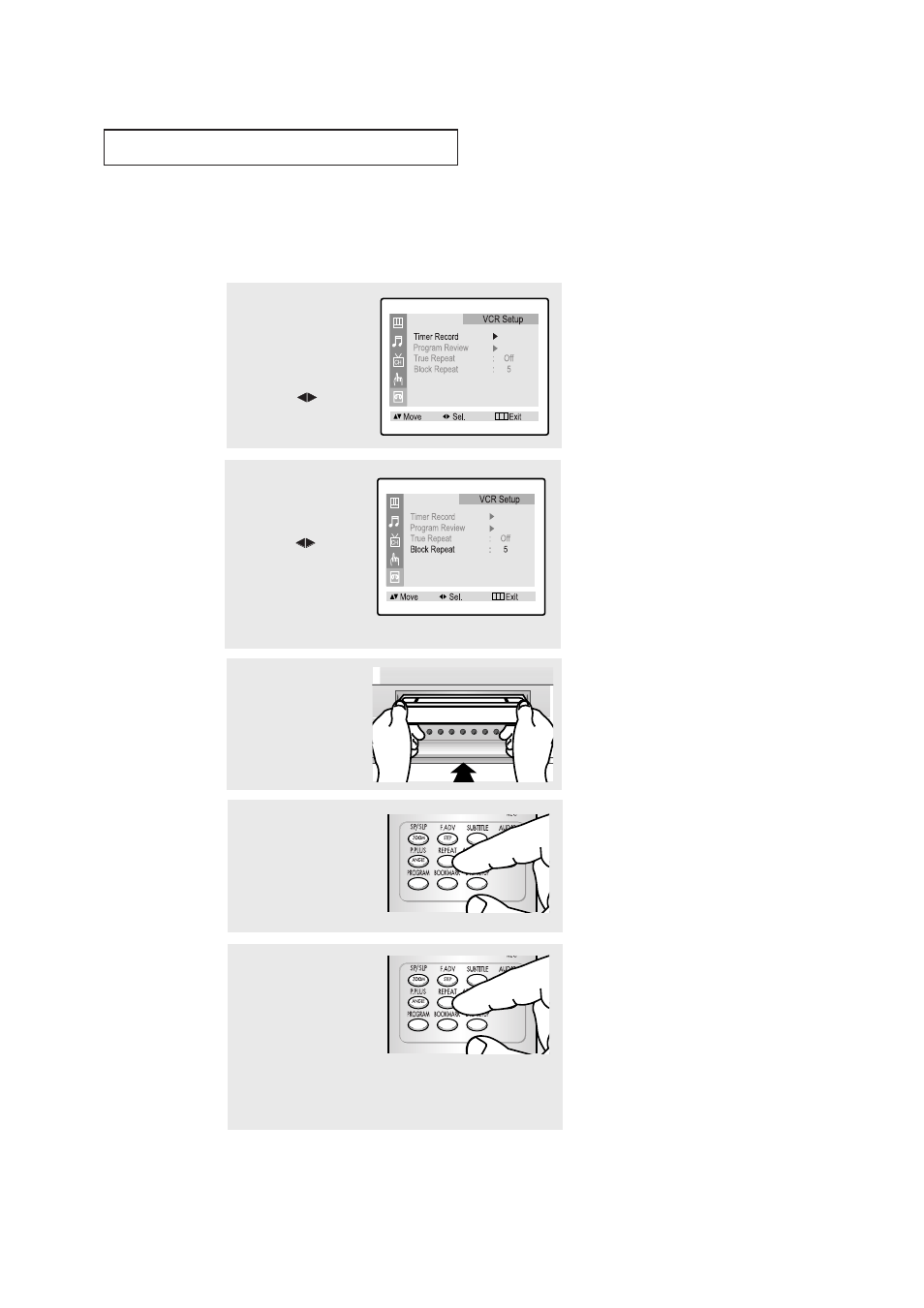 Using block repeat, V c r o | Samsung CXM 2785TP User Manual | Page 89 / 99