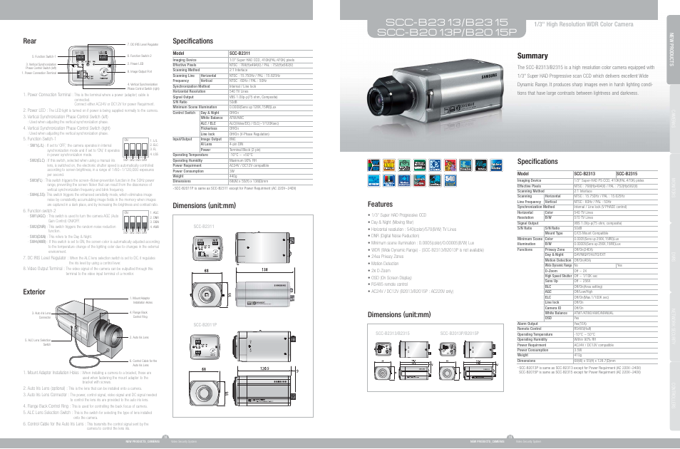 Samsung SCC-B2313 User Manual | 1 page