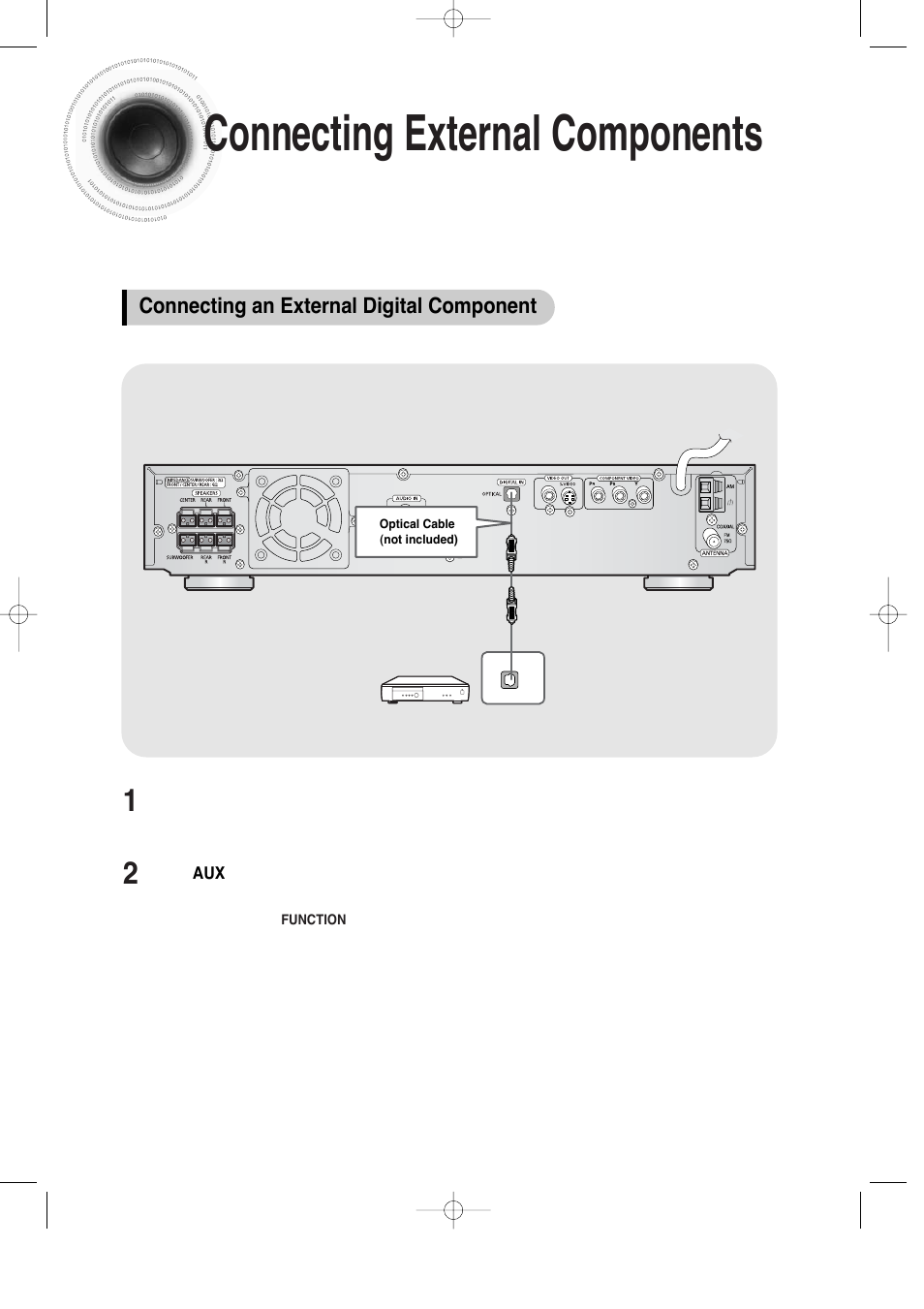 Connecting external components | Samsung HT-DS100 User Manual | Page 16 / 66